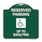 Signmission Reserved Parking Up to $500 Fine Handicapped, Green & White Aluminum Sign, 18" x 18", GW-1818-23002 A-DES-GW-1818-23002 - alternate 1
